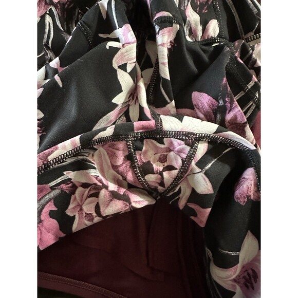 Yogalicious Activewear Leggings High Waist Side Pockets Black Floral Size M - Picture 4 of 6